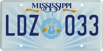 MS license plate LDZ033