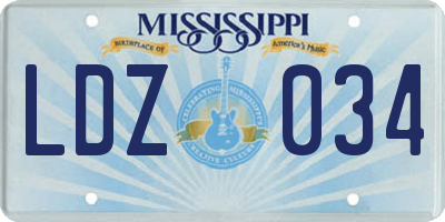 MS license plate LDZ034