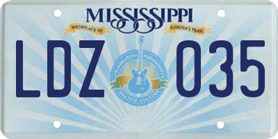 MS license plate LDZ035