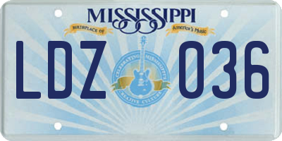 MS license plate LDZ036