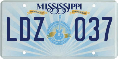 MS license plate LDZ037