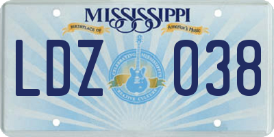 MS license plate LDZ038