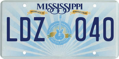MS license plate LDZ040
