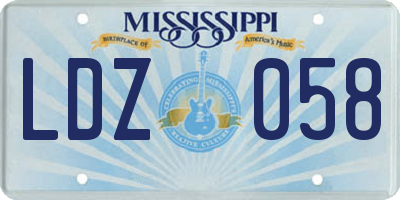 MS license plate LDZ058