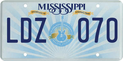 MS license plate LDZ070