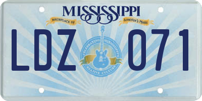 MS license plate LDZ071