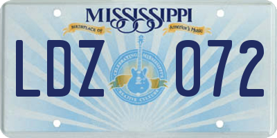 MS license plate LDZ072
