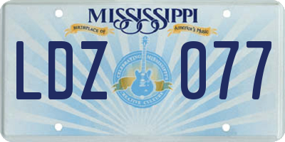 MS license plate LDZ077