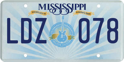 MS license plate LDZ078
