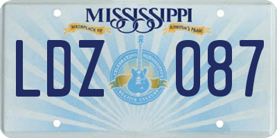 MS license plate LDZ087