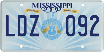 MS license plate LDZ092