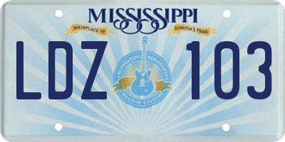 MS license plate LDZ103