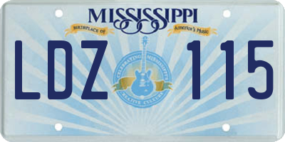 MS license plate LDZ115
