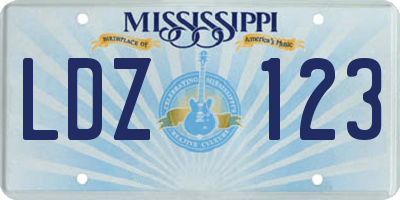 MS license plate LDZ123