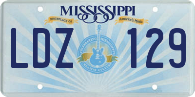MS license plate LDZ129