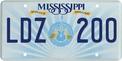 MS license plate LDZ200