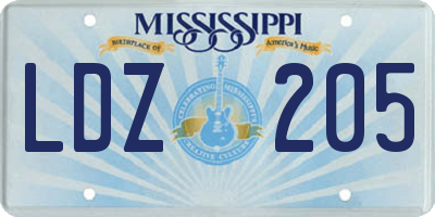 MS license plate LDZ205