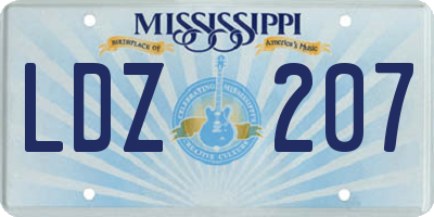 MS license plate LDZ207