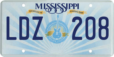 MS license plate LDZ208