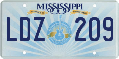 MS license plate LDZ209