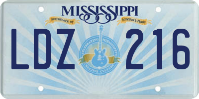 MS license plate LDZ216