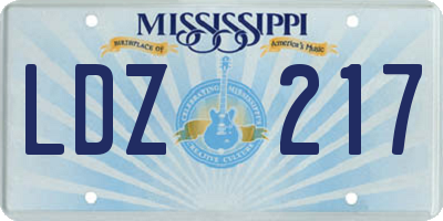 MS license plate LDZ217