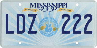 MS license plate LDZ222