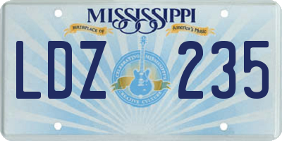 MS license plate LDZ235