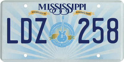MS license plate LDZ258