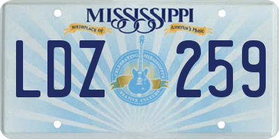 MS license plate LDZ259
