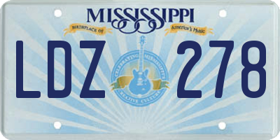 MS license plate LDZ278