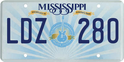 MS license plate LDZ280