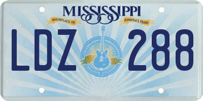 MS license plate LDZ288