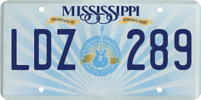 MS license plate LDZ289