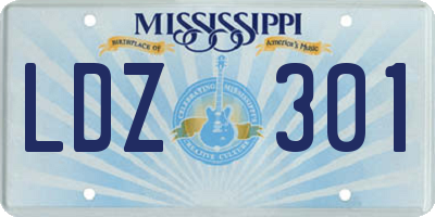 MS license plate LDZ301