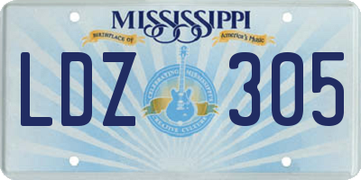 MS license plate LDZ305