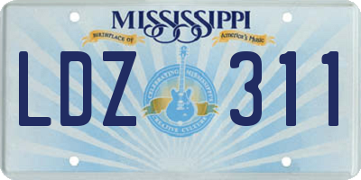 MS license plate LDZ311
