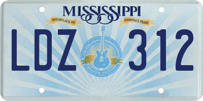 MS license plate LDZ312