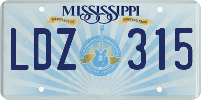 MS license plate LDZ315