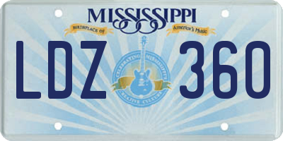 MS license plate LDZ360
