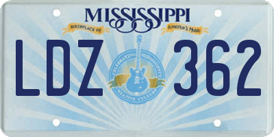 MS license plate LDZ362