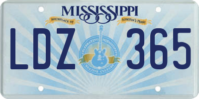 MS license plate LDZ365