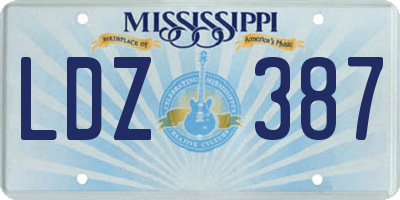 MS license plate LDZ387