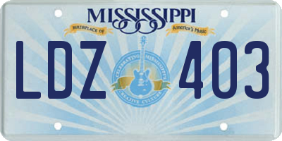 MS license plate LDZ403