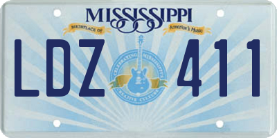 MS license plate LDZ411