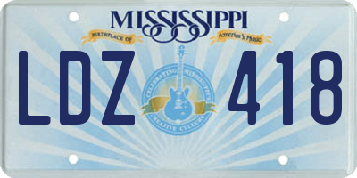 MS license plate LDZ418
