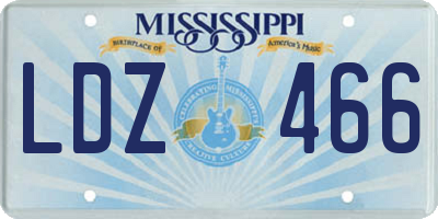 MS license plate LDZ466