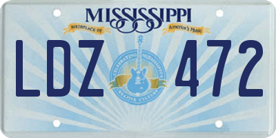 MS license plate LDZ472