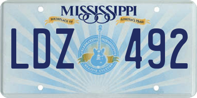 MS license plate LDZ492