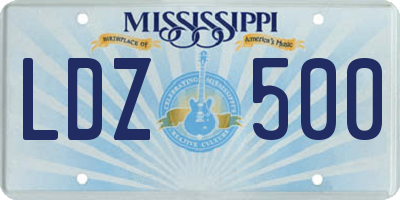 MS license plate LDZ500